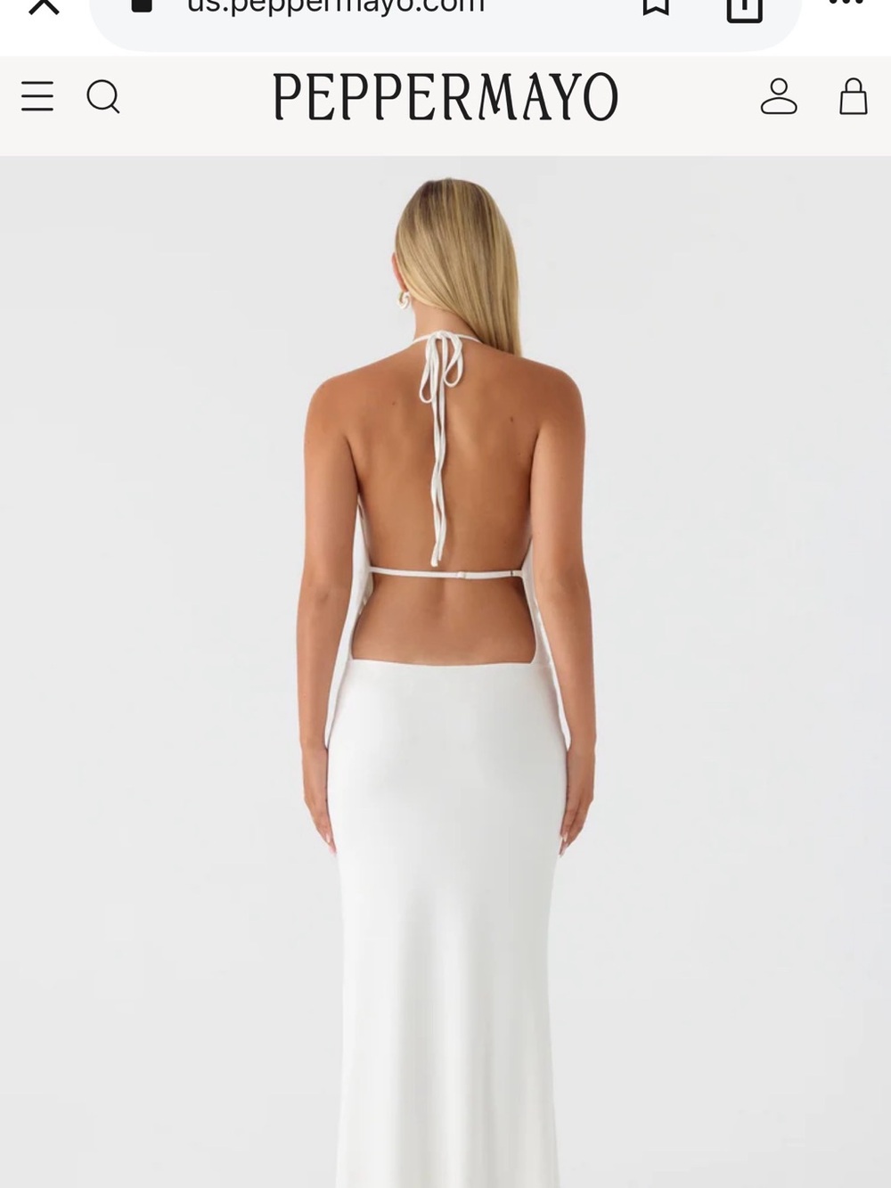 Peppermayo White Backless Halter Knot Maxi Dress - Picture 2 of 3